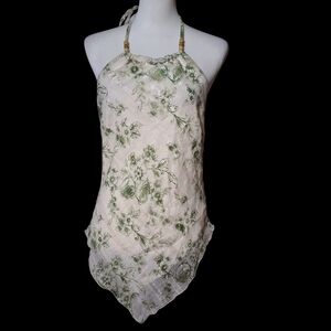 Fairy Y2K Festival 90s Boho Chiffon Bandana Halter Beaded Top Studio Y Medium